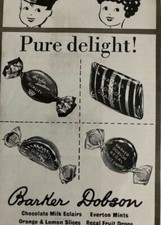 Original Vintage Small Chocolate Advert 1959 Barker & Dobson Milk Eclairs