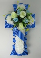 Artificial CROSS TRIBUTE Grave flowers/memorial CROSS Wreath Grave Funeral Sash