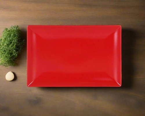 Stoneware red rectangular - red,
