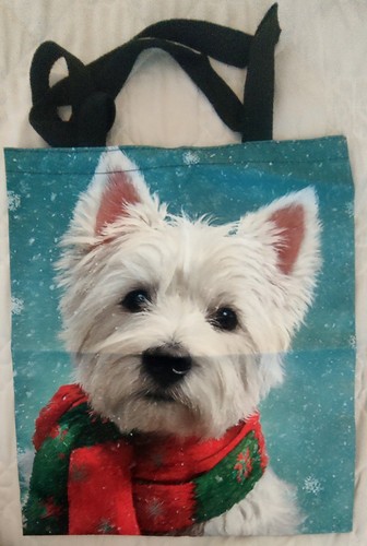 Festive westie puppy tote bag - festive,
