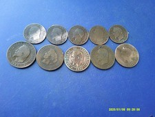 JOB LOT OF  10 OLD FRENCH COINS 1853 - 1872. FINE.