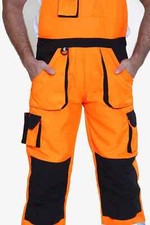 Men's Hi Vis Contrast Bib & Brace Dungaree Work Wear Breathable Overall Dungaree
