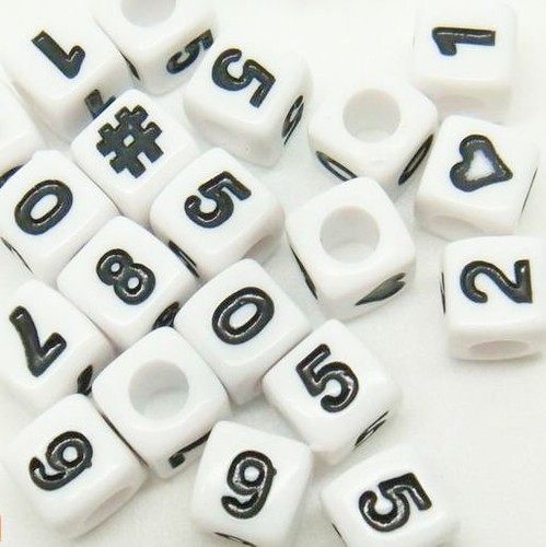 25x 7mm cubed number - 7mm, beads