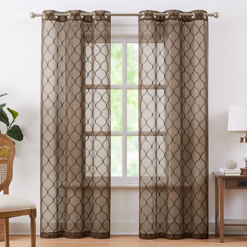 Brown sheer curtains inch - brown,