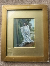 Small Original Painting Of Jesus Christ  Knocking At The Door - Painted 1914