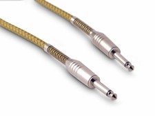 1/4" JACK to JACK CABLE Fabric Braid Guitar Lead TS mono retro keyboard vintage