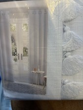 NEXT  THERMAL BLACKOUT LINING LIGHT BLUE ,TASSEL DETAIL,LINEN LOOK CURTAINS
