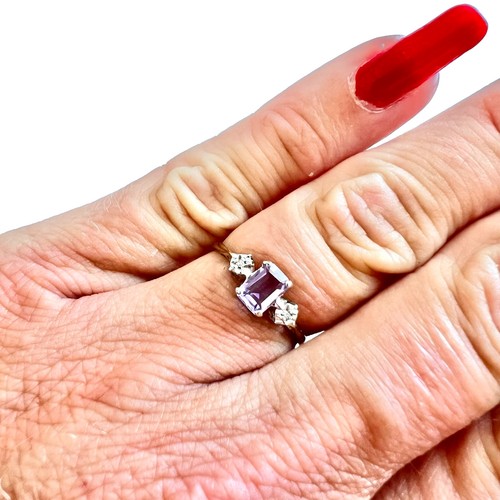 Amethyst diamond 9ct gold - amethyst,