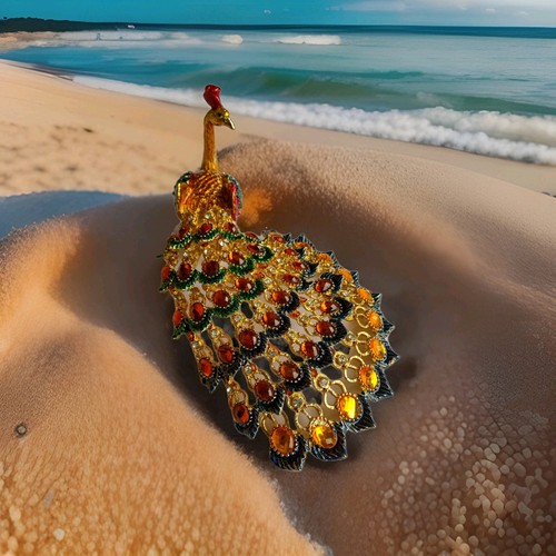 Gold peacock trinket box - gold,