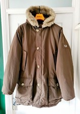 RARE FRED PERRY DOWN DUVET/FEATHER FUR HOODED ARCTIC PARKA KHAKI SIZE L RRP £400