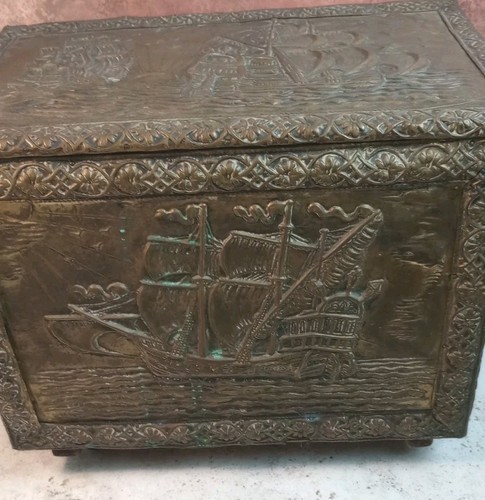 Vintage embossed brass - vintage, wood