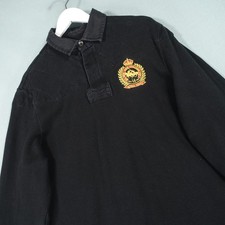 VTG Ralph Lauren Polo Rugby Shirt Mens XL Custom Fit Black Crest Pony Stampede
