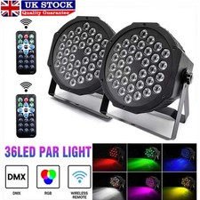 2PCS LED Stage Lights 36RGB Party DJ Sound Strobe DMX Uplight Lamp W/ Remote, UK