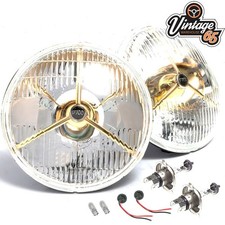P700 Headlights 7" H4 Halogen Headlamp Conversion Gold Tripod Sidelight RHD Pair
