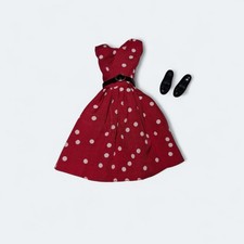 Vintage Sindy Doll Outfit Red Spotted Dress, Belt & Shoes Fits Sindy Outfit Only