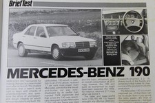 Original 1985 Motor extracted mag road test article: MERCEDES-BENZ 190