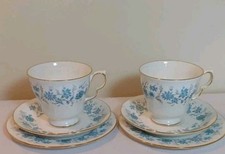 Colclough Braganza A Pair Of Vintage Fine Bone China Trios Cup,sauser & Teaplate