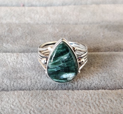 Seraphinite gemstone ring - seraphinite,