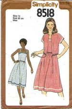 Vintage 1979 ladies sun dress & jacket sewing pattern bust 92 cm checked (8518)