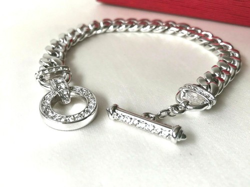 Silver tone pave curb - , link