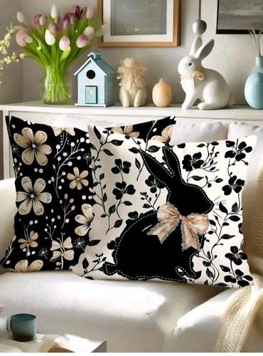 Pair cute rabbits floral - of,