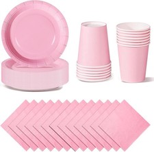 72pcs Pink Party Tableware