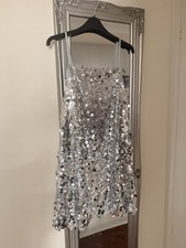 ASOS Silver Sequin Mini Dress S8/10 BNWT