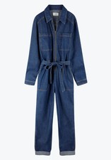 HUSH BLUE Denim Boiler Suit, Long Sleeve with Belt, Zip Front, Size 12