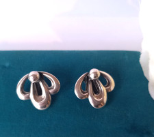 Vintage Swedish Asa H  Olsson sterling silver clip on earrings dated 1952