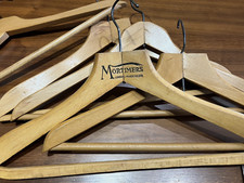 Vintage Wooden Coat Hangers x 5 Including Mortimers London Tailors