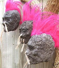 Pink mohawk shrunken head car - shrunken,