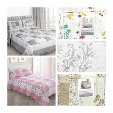 Patchwork Quilted Comforter Set Shabby Chic Bedspread and Pillow Shams All Sizes