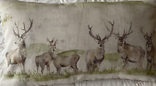 Handmade Voyage "Highland Stag" Fabric Cushion Cover 12"x20" Zipped 