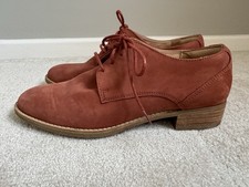 CLARKS 'NETLEY BLOOM' CUSHION PLUS RUST NUBUCK LACE UP SHOES SIZE 5 D / 38