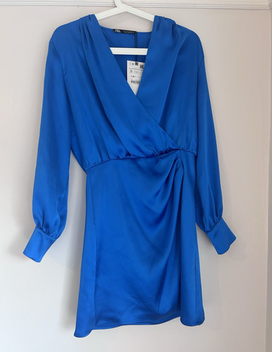 Zara blue wrap - v-neck, long