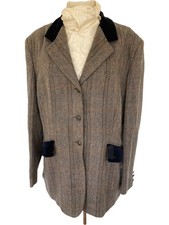 Ladies Lucinda Green Pure Wool Grey Tweed Show Jacket Size 18.   Ref AU18