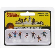 Woodland Scenics Snowball Fight Figures HO Scale Model Railway and Dioramas