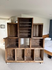 vintage wooden crate shelving unit