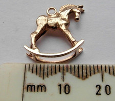 9ct gold charm old traditional vintage victorian rocking horse for a bracelet