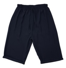 New Plus Size Navy Crepe Knee Length Turn Up Shorts Comfy Imitation Ties Ladies