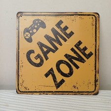 Game Zone Sign - Metal - 30cm Square - New - Video Games - Accessories