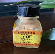 Vintage Johnson Universal Film cement Empty Bottle PROP Display