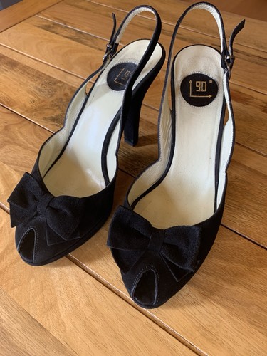 Italian black suede slingback - italian,