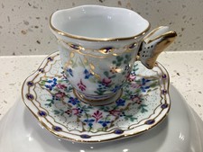 Miniature Vintage Cup Saucer Butterfly Handle Royal Limoge Style By Past Times