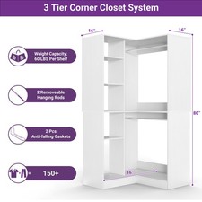 80'' L-Shape Corner Closet