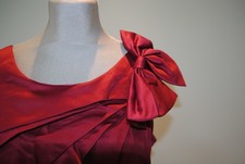 Stunning brand new dark red heavy matt satin knee length dress by Cherlone