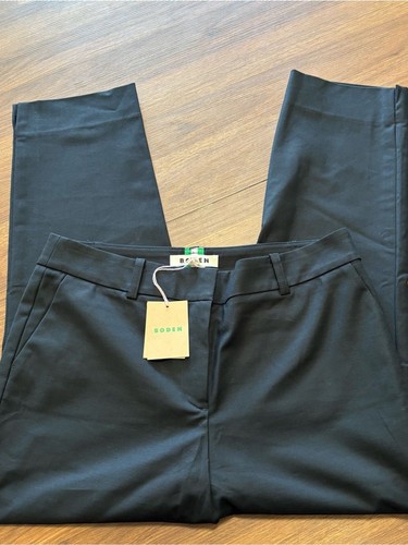 Boden black cotton ankle pant - black,