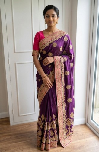 Purple hot pink embroidered - purple,