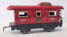 MARX O GAUGE TINPLATE VINTAGE 556 NEW YORK CENTRAL LINE RED CABOOSE CREW WAGON