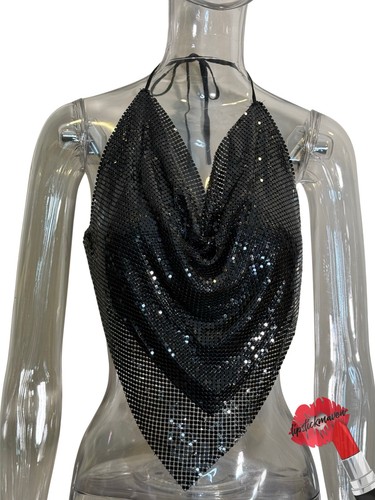 Metal mesh halter top womens - mesh,